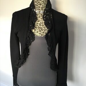 Black Lace Trim Blazer